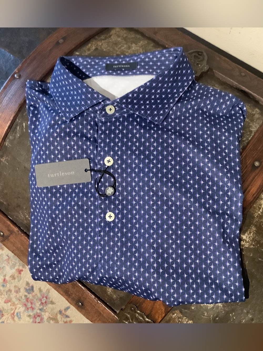 Turtleson Archer Men’s Navy Patterned Polo Shirt Sz XL - NWT